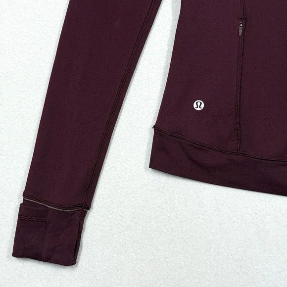 Lululemon Top Womens 6‎ Outrun the Elements 1/2 Zip Rulu Fabric Burgundy Running - Picture 5 of 10